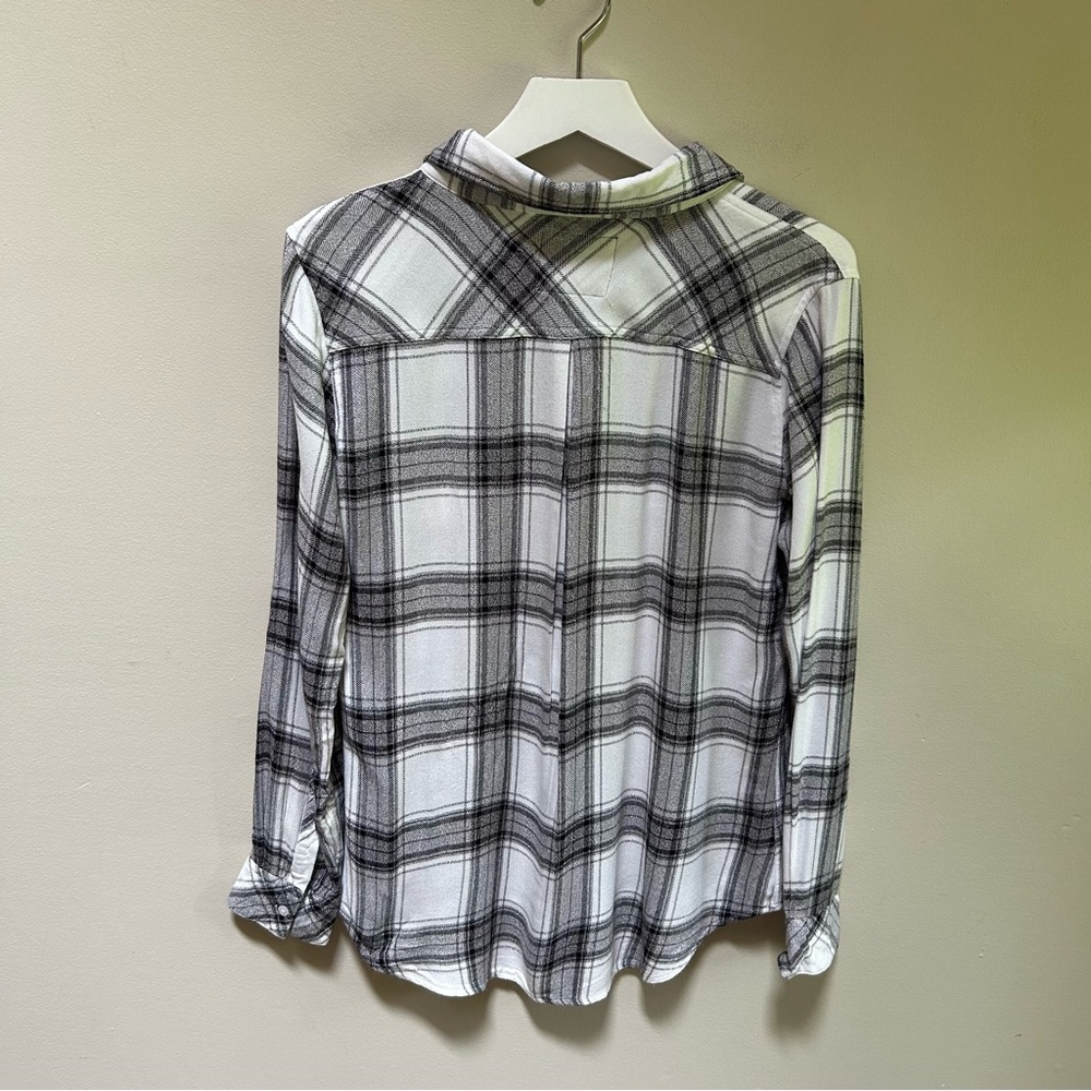 Rails ~ Ivory Gray Hunter Plaid Button Front Long… - image 7